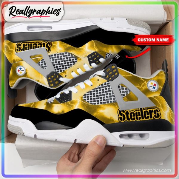 pittsburgh steelers thunder custom air jordan 4 shoes