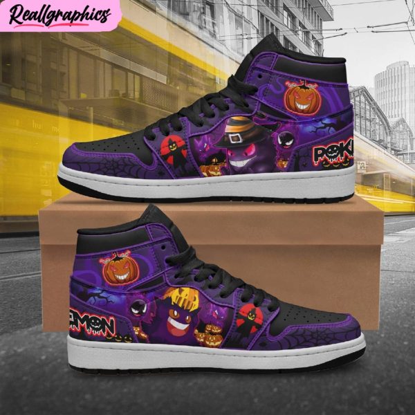 pokemon gengar halloween shoes custom, anime air jordan 1 sneaker boots