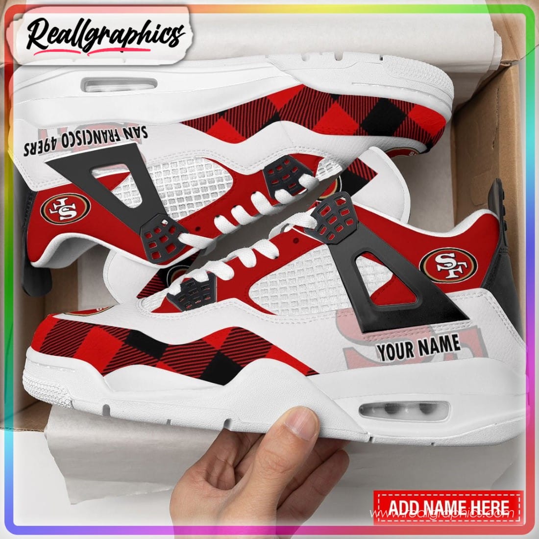 San Francisco 49ers Ink Spalsh Custom Air Jordan 4 - Reallgraphics