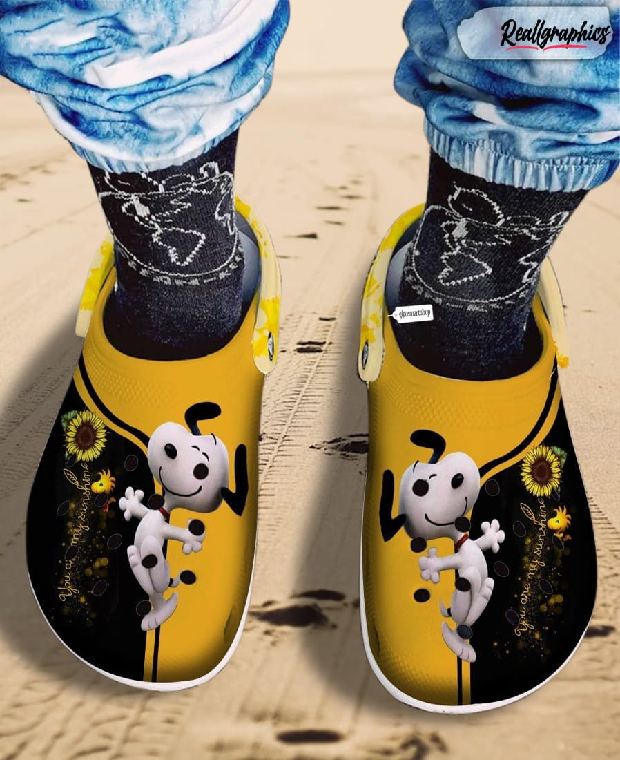 sunflower snoopy dog peanuts you are my sunshine crocs shoes