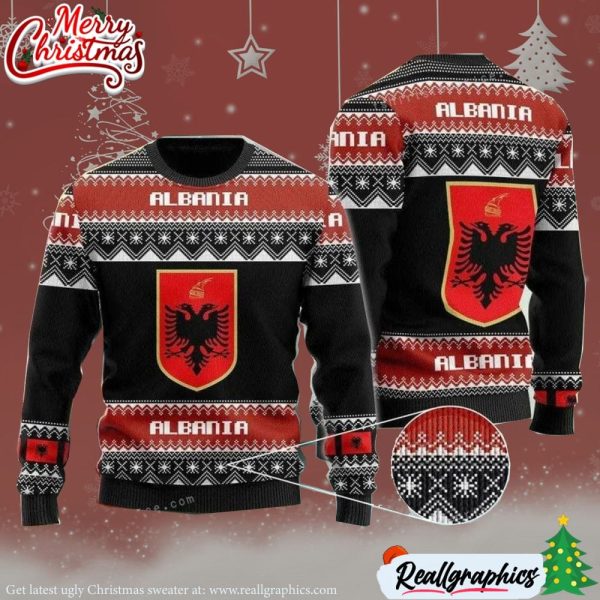 the united states flag of albania christmas ugly sweater christmas party