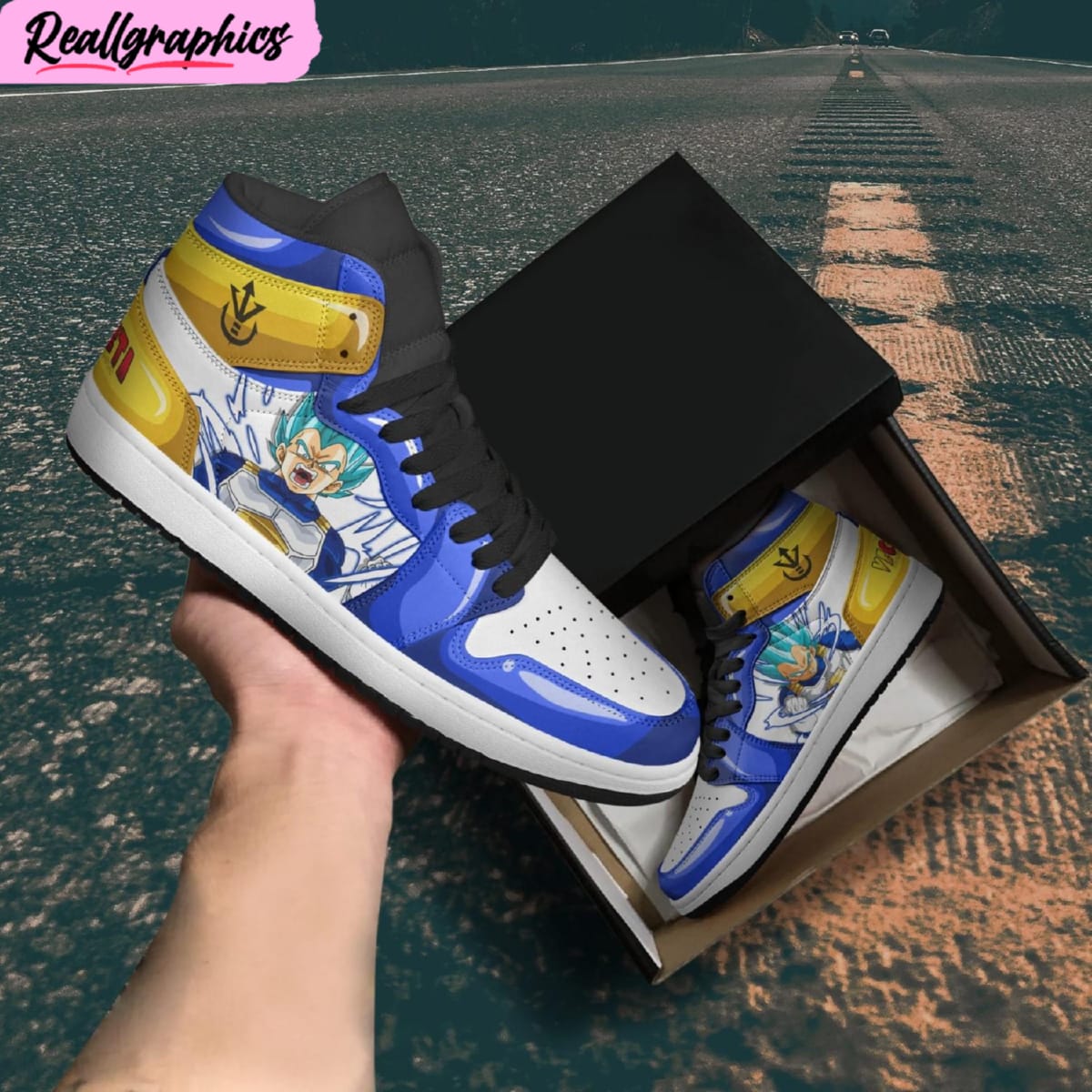 Vegeta Blue Jordan 1 Sneaker Boots, Limited Edition Dragon Ball Anime Shoes  - Reallgraphics