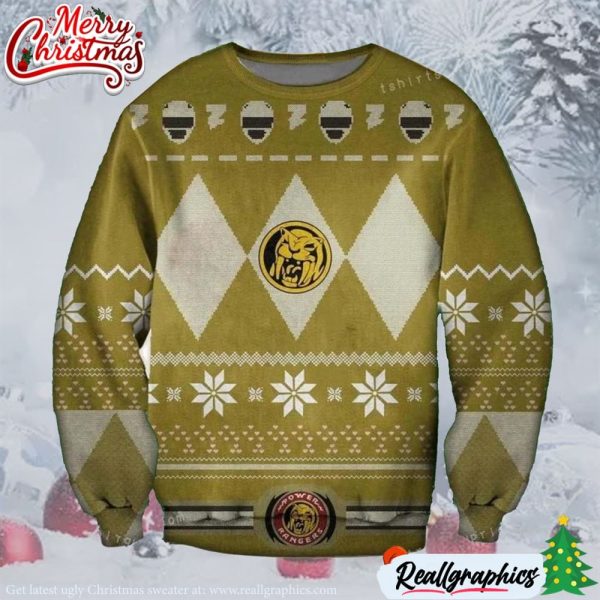 yellow power rangers film ugly sweater christmas party