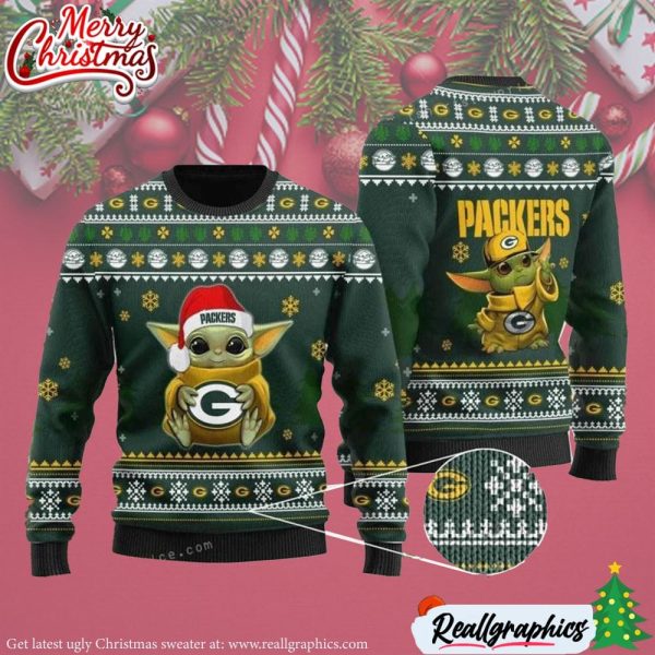 yoda baby love green bay packer christmas ugly sweater