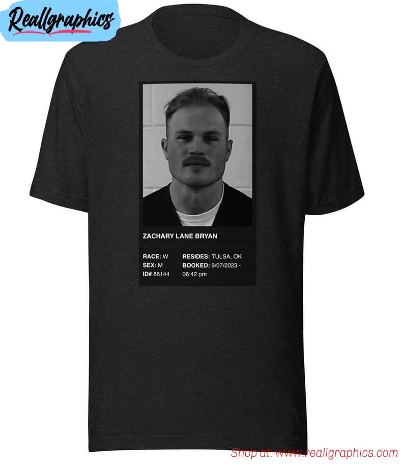 zach bryan mugshot shirt, trendy short sleeve unisex t shirt