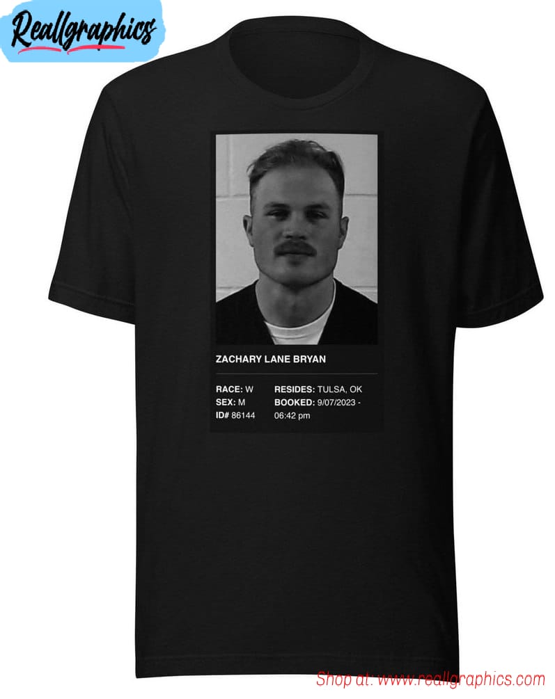 zach bryan mugshot shirt, trendy short sleeve unisex t shirt