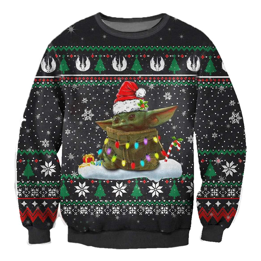 Atlanta Braves Cute Baby Yoda Star Wars 3D Ugly Christmas Sweater