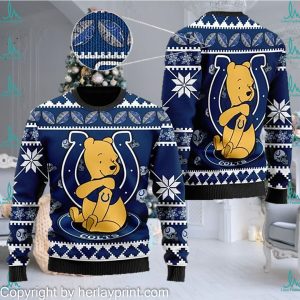 indianapolis colts nfl american football team logo cute winnie the pooh bear 3d ugly christmas sweater days