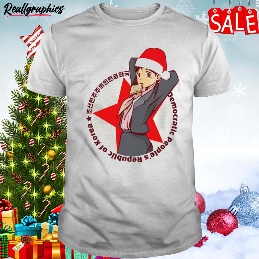 anime christmas cute korean girl santa hat shirt