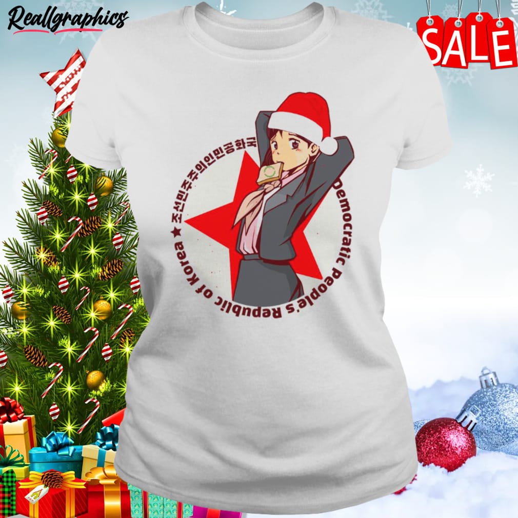 anime christmas cute korean girl santa hat shirt