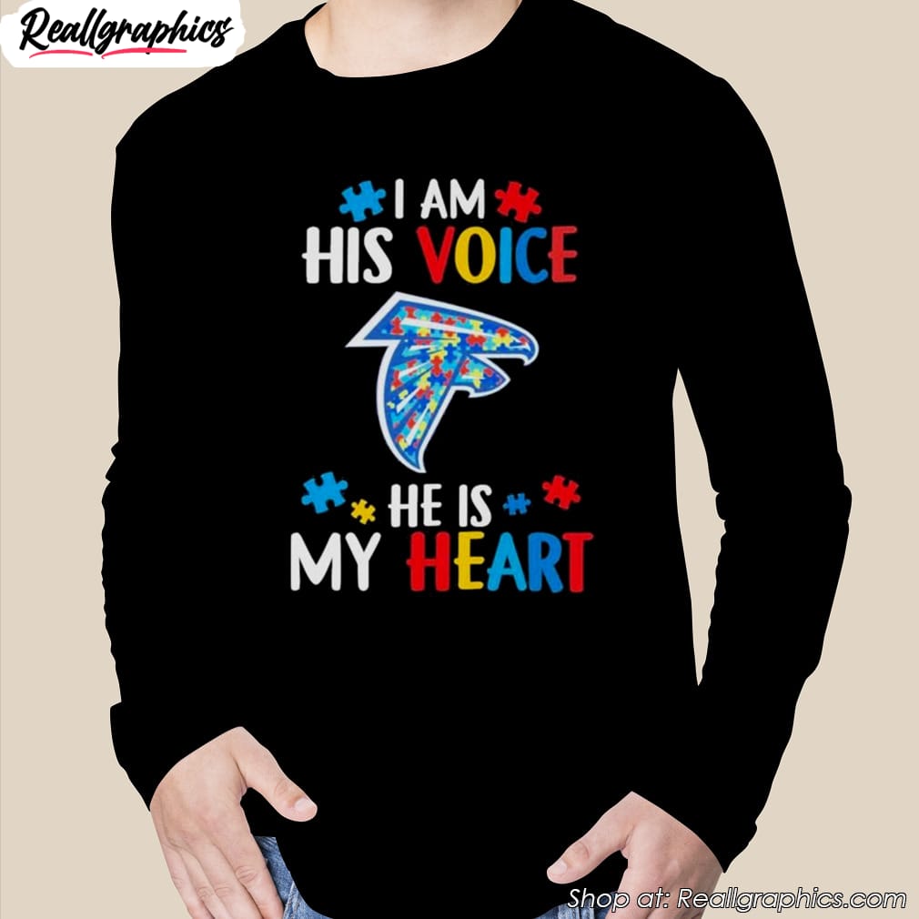 atlanta falcons autism awareness i am his voice he is my heart 2023 shirt