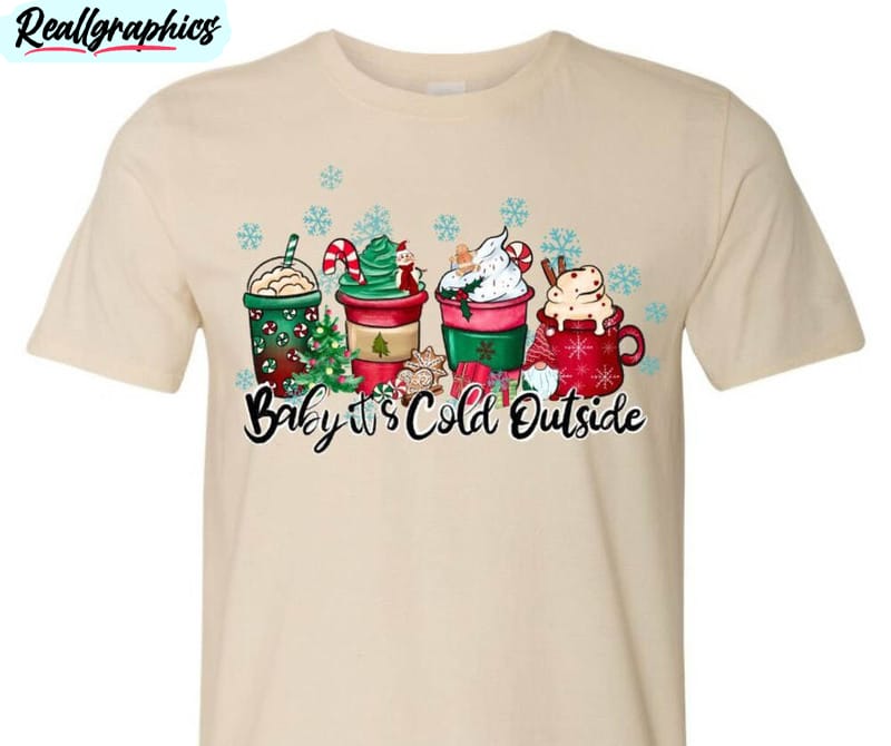 baby it s cold outside shirt, hot cocoa christmas short sleeve long sleeve