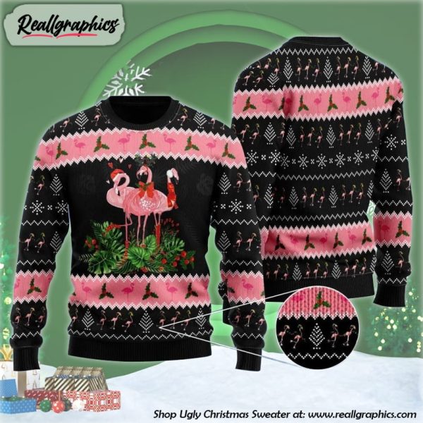 black-pink-flamingo-jingle-bell-in-area-ugly-christmas-sweater