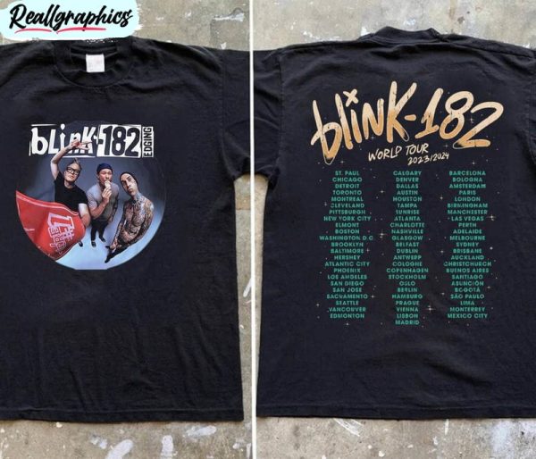 blink 182 the world tour 2023 2024 shirt, rock n roll unisex shirt