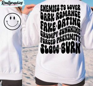 bookish romance tropes shirt, funny book lover sweatshirt long sleeve