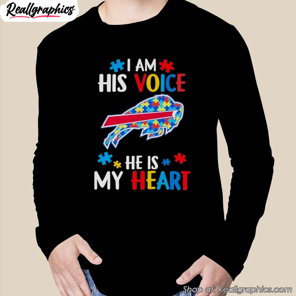 buffalo bills autism awareness i am his voice he is my heart 2023 shirt