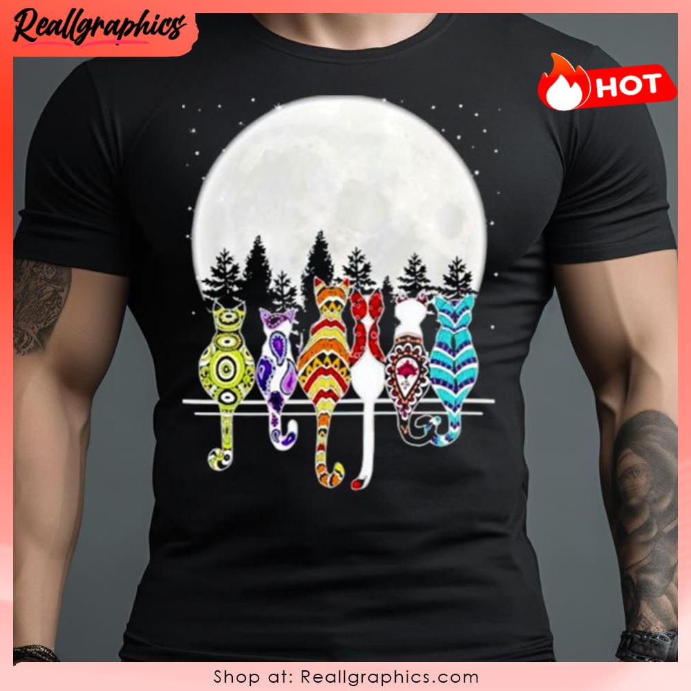 cat moon art shirt