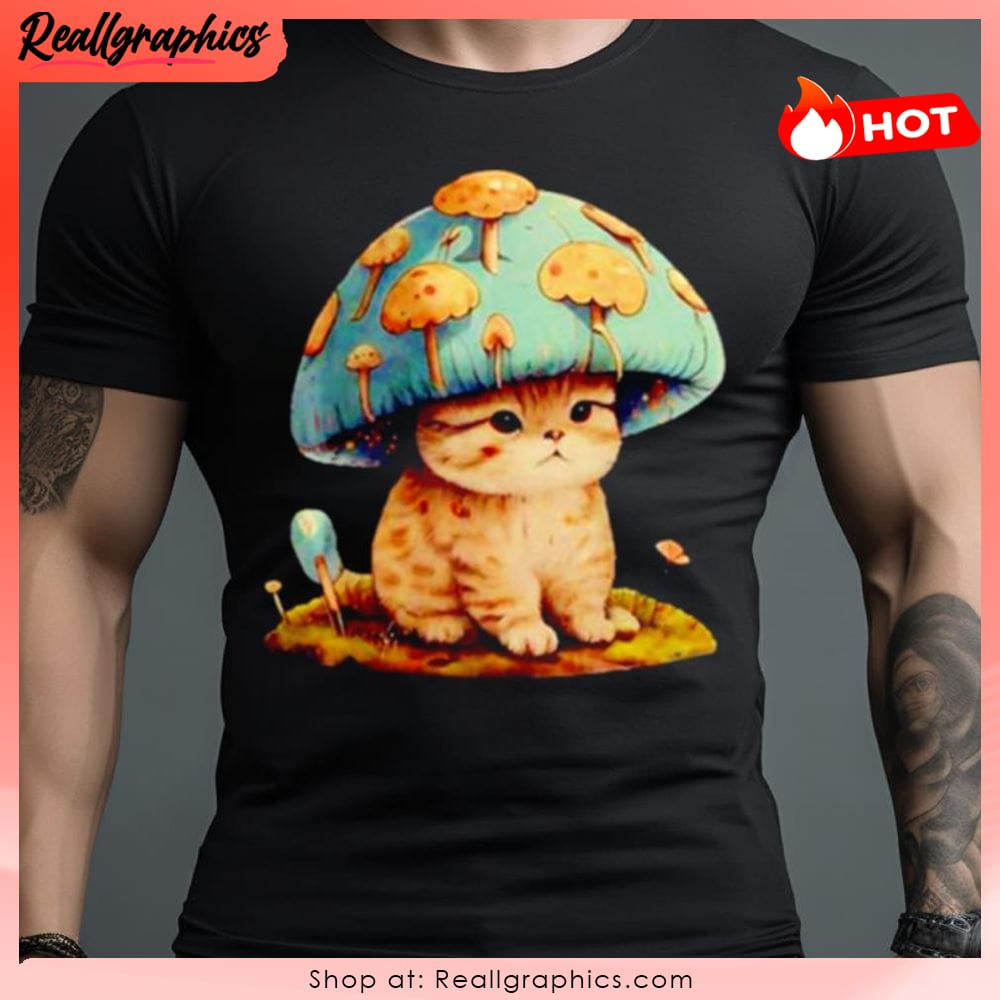 cat mushroom hat aesthetic unisex shirt