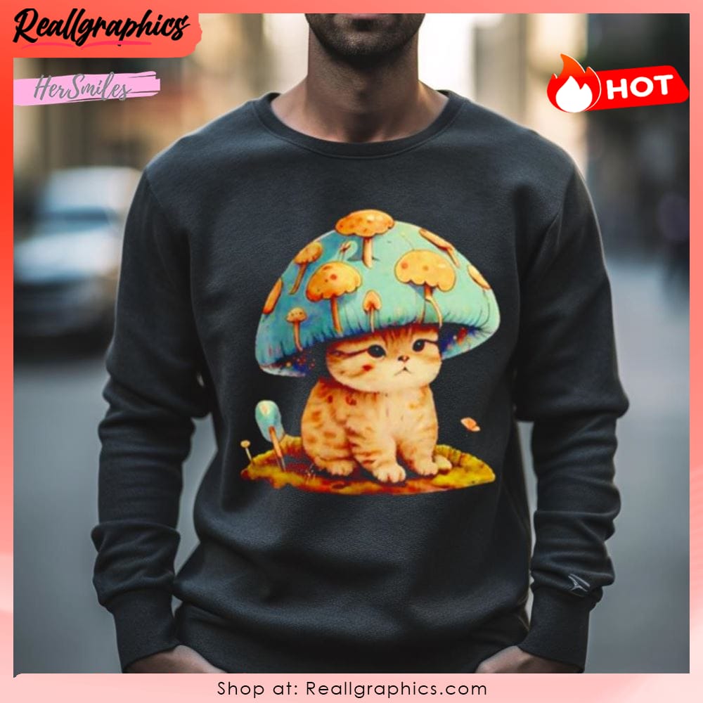 cat mushroom hat aesthetic unisex shirt