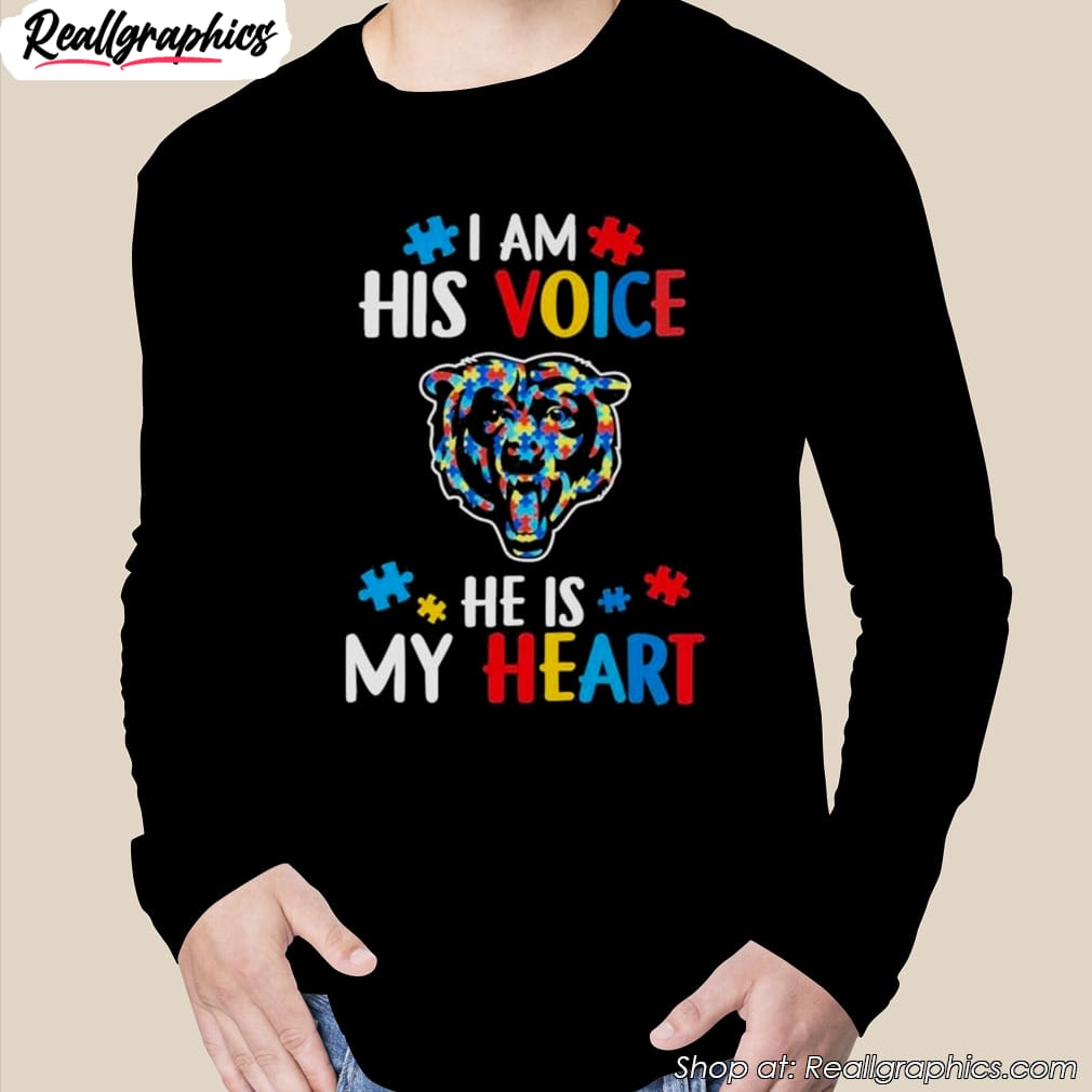 chicago bears autism awareness i am his voice he is my heart 2023 shirt