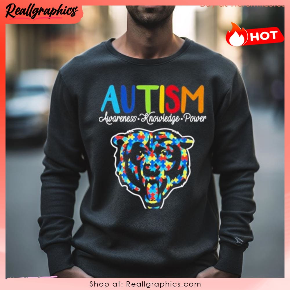 chicago bears autism awareness knowledge power unisex shirt