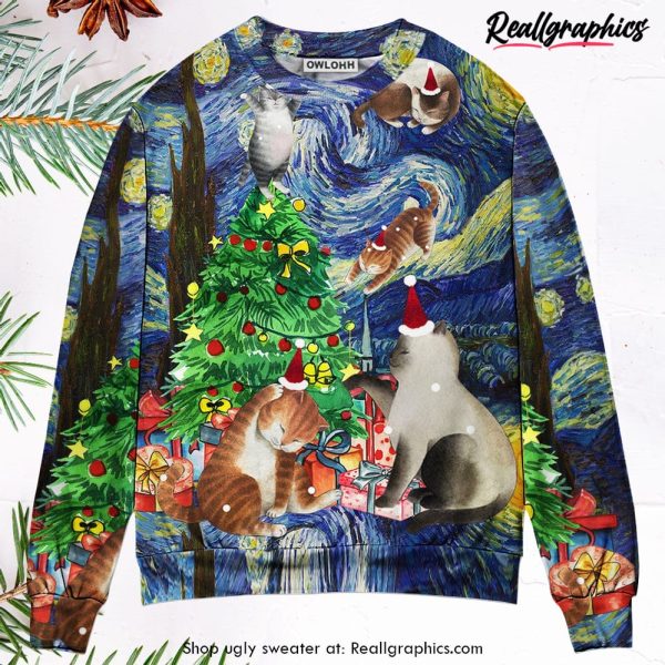 christmas-cat-playing-in-starry-night-ugly-christmas-sweater-1