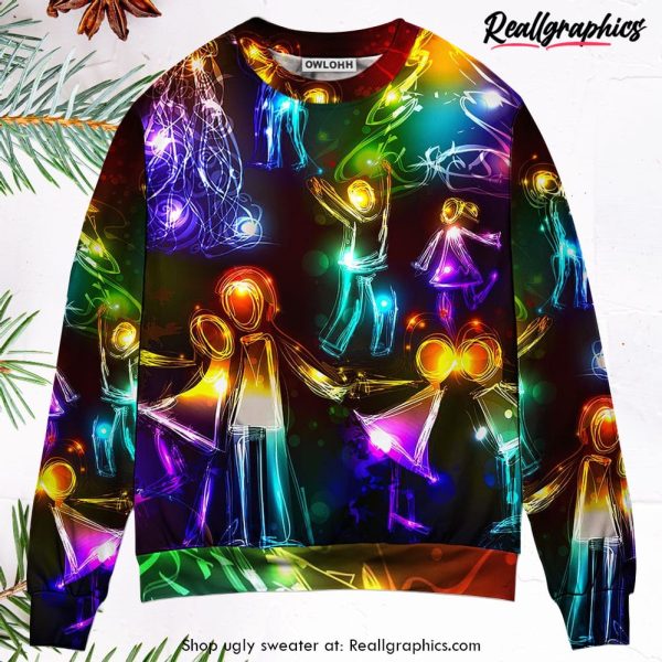 christmas-family-happy-love-tree-neon-light-style-ugly-christmas-sweater-1