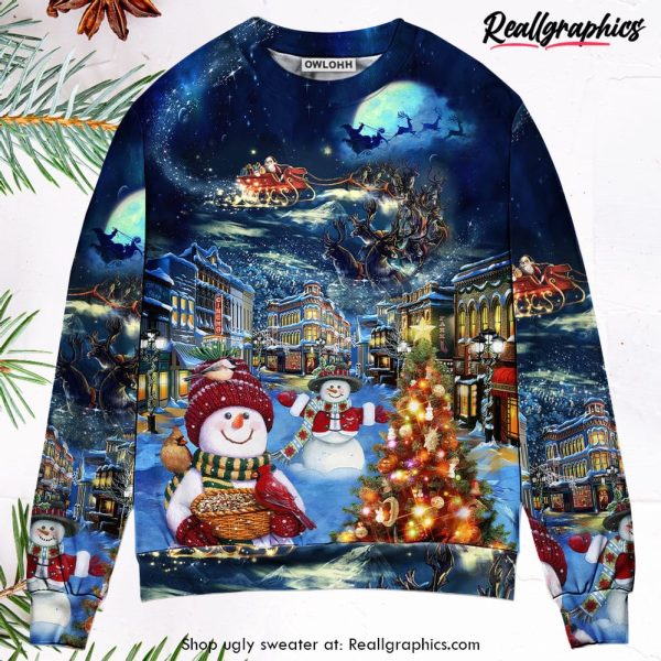 christmas-family-snowman-santa-claus-in-love-light-art-style-ugly-christmas-sweater-1