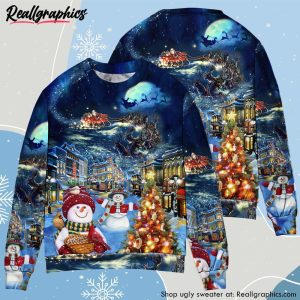 christmas-family-snowman-santa-claus-in-love-light-art-style-ugly-christmas-sweater-2