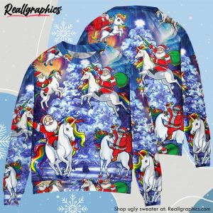 christmas-funny-santa-claus-riding-unicorn-rainbow-sky-night-ugly-christmas-sweater-2