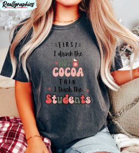 christmas teacher shirt, hot cocoa esl teacher sweatshirt unisex hoodie