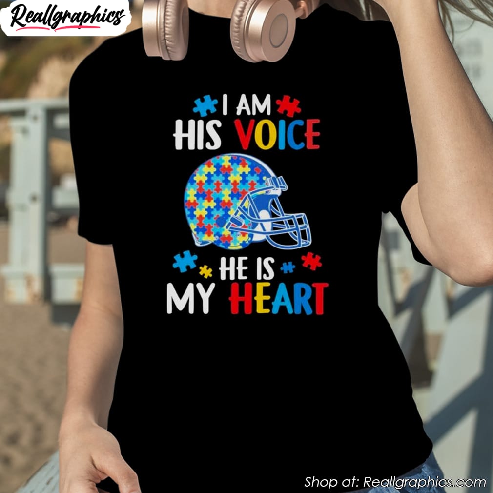 cleveland browns autism awareness i am his voice he is my heart 2023 shirt