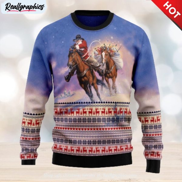 cowboy santa claus december wear ugly christmas sweater thankgiving , christmas sweatshirt for sale