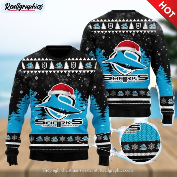 cronulla sutherland sharks all over print christmas ugly sweater