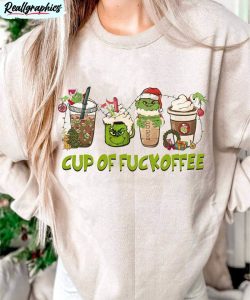 cup of fuckoffee trendy shirt, funny christmas sweater long sleeve