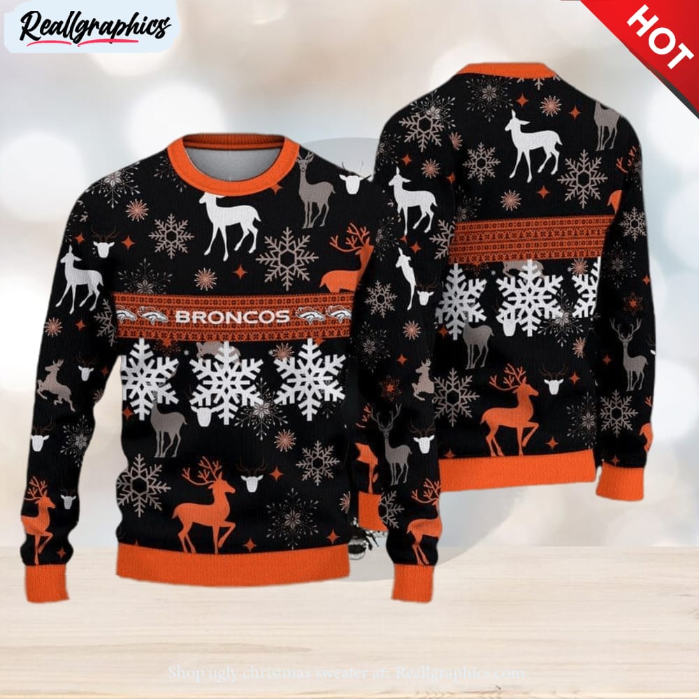Denver Broncos Dog Family Holiday Ugly Sweater, Size: S