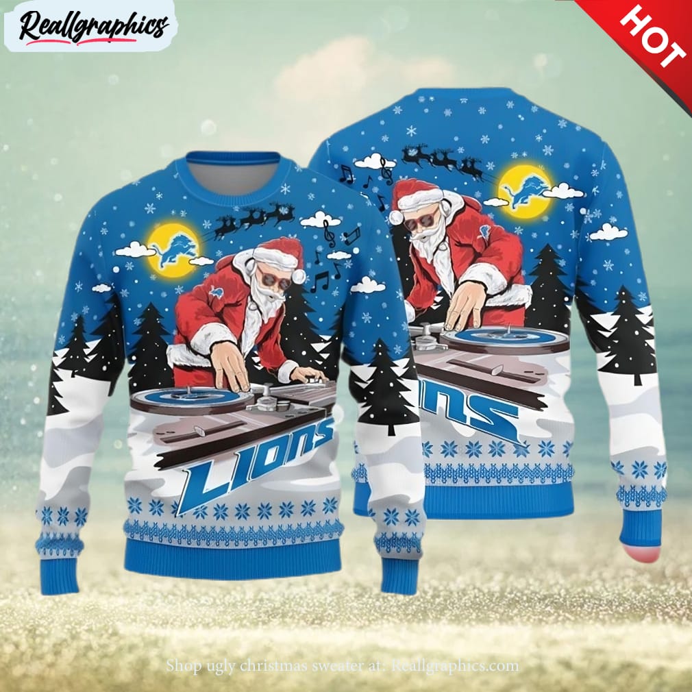 Snow Santa Pattern Logo Detroit Tigers Christmas Tree Knitted Xmas Sweater  Gift Holidays - Banantees