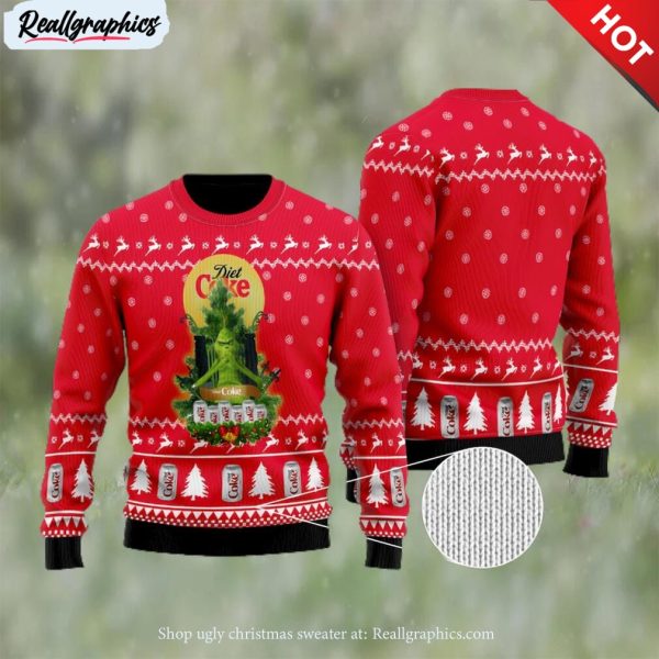 diet coke grinch snow ugly christmas sweater