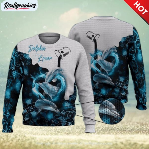 dolphin lover blue nature trending shirts 3d ugly sweater christmas gift sweater