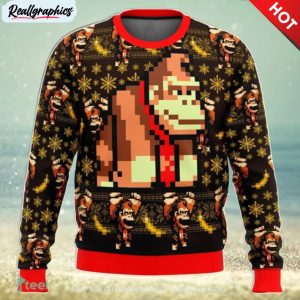 donkey kong sprite ugly christmas sweater , christmas sweatshirt for sale