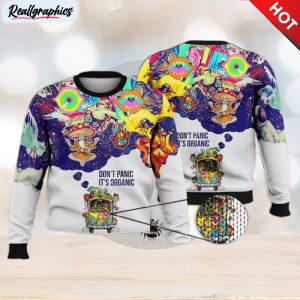 don’t panic it’s organic full print 3d ugly sweater christmas gift sweater