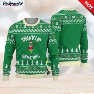 drinkup grinches green ugly christmas sweater funny christmas gift
