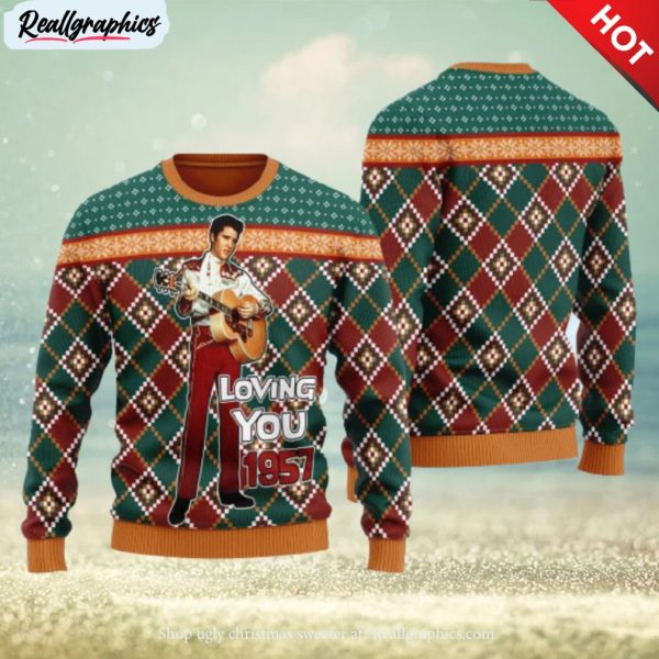 elvis presley loving you 1957 ugly christmas sweater 3d gift idea christmas