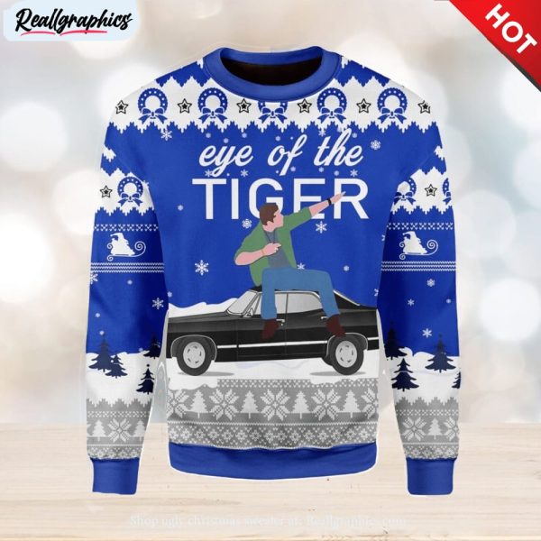 eye of the tiger ugly christmas sweater sweater, xmas clothes gifts