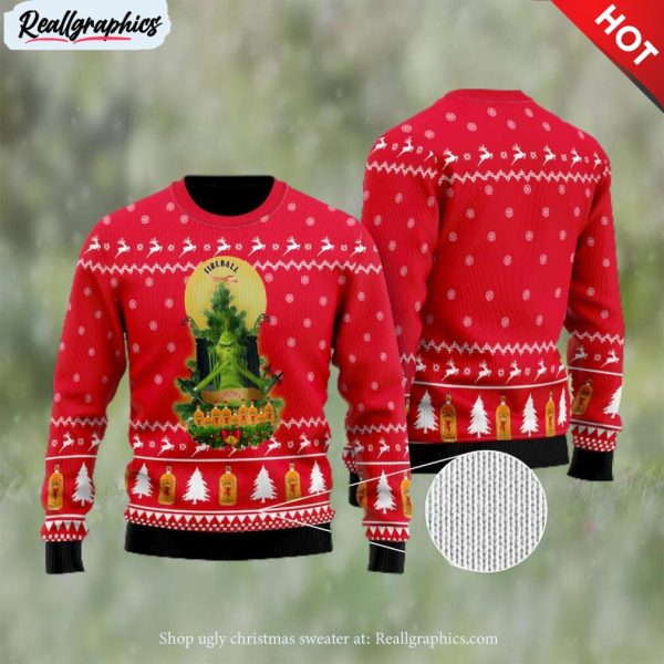 fireball grinch snow ugly christmas sweater
