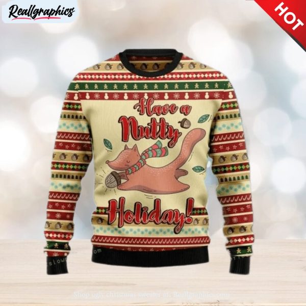 have a nutty holiday christmas ugly sweater mens