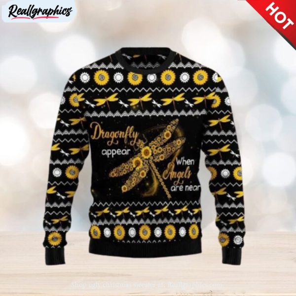hilarious hippie dragonfly sunflower ugly christmas sweater