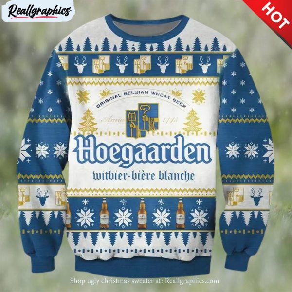 hoegaarden beer ugly christmas sweater, gifts for beer lovers