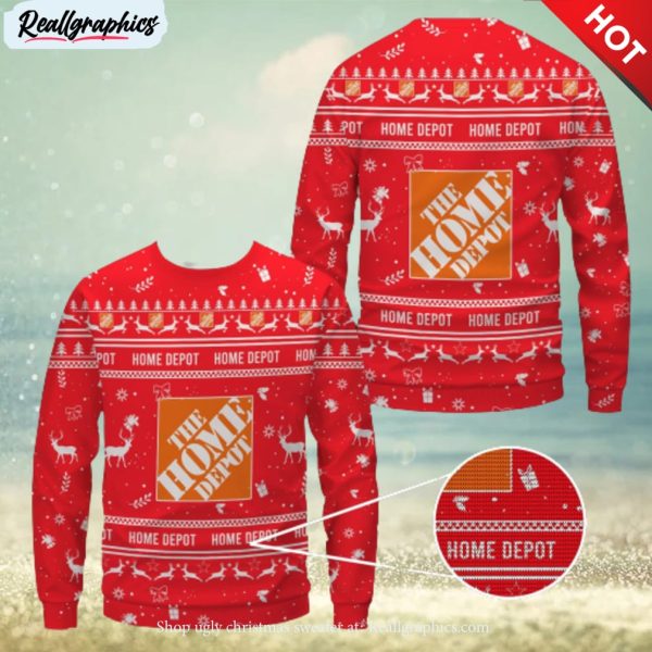 home depot red merry christmas ugly sweater