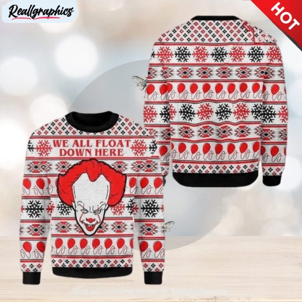 horror clown it ugly christmas sweater